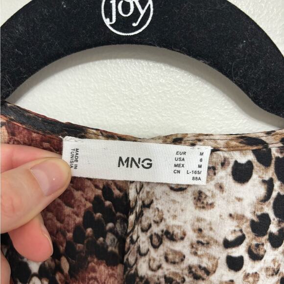 Mango Snake Print Satin Button-Down Maxi Dress - Size 6 - Picture 6 of 8